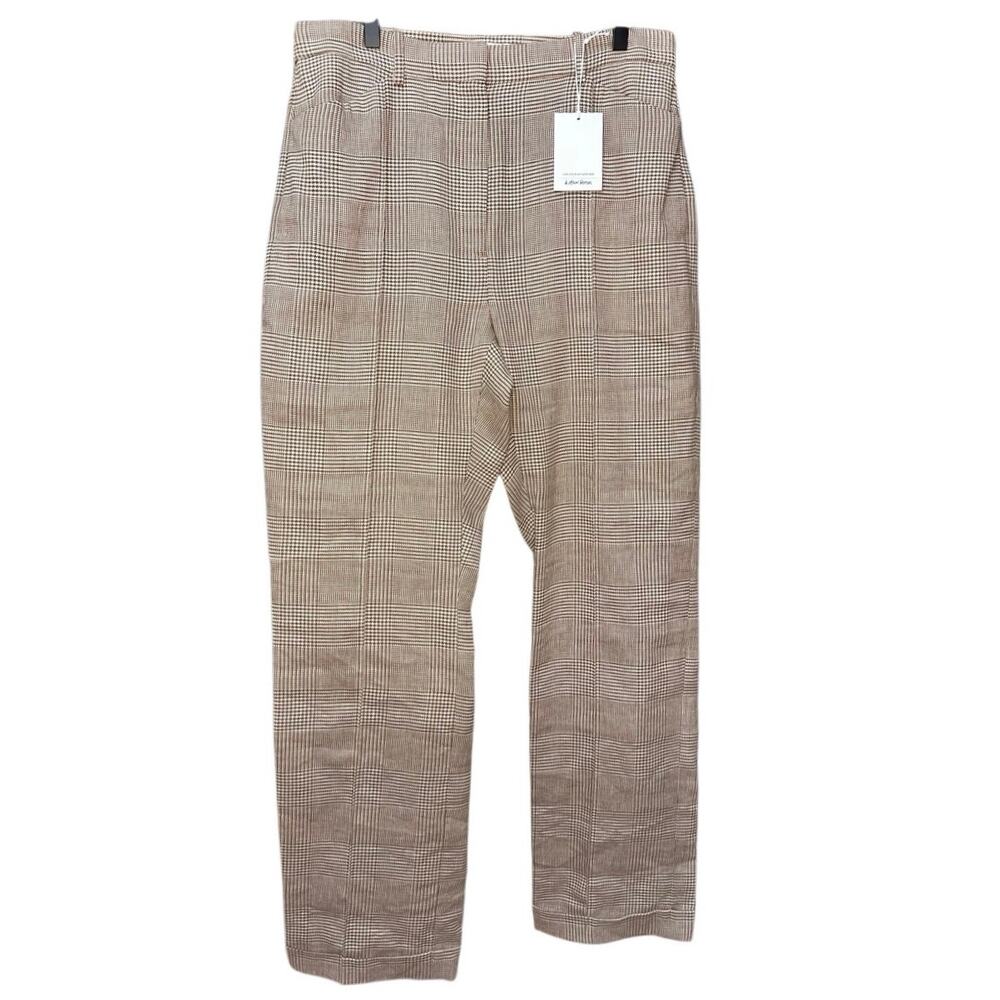 & Other Stories Houndstooth Plaid Trousers Size 12 Linen Wool Cotton